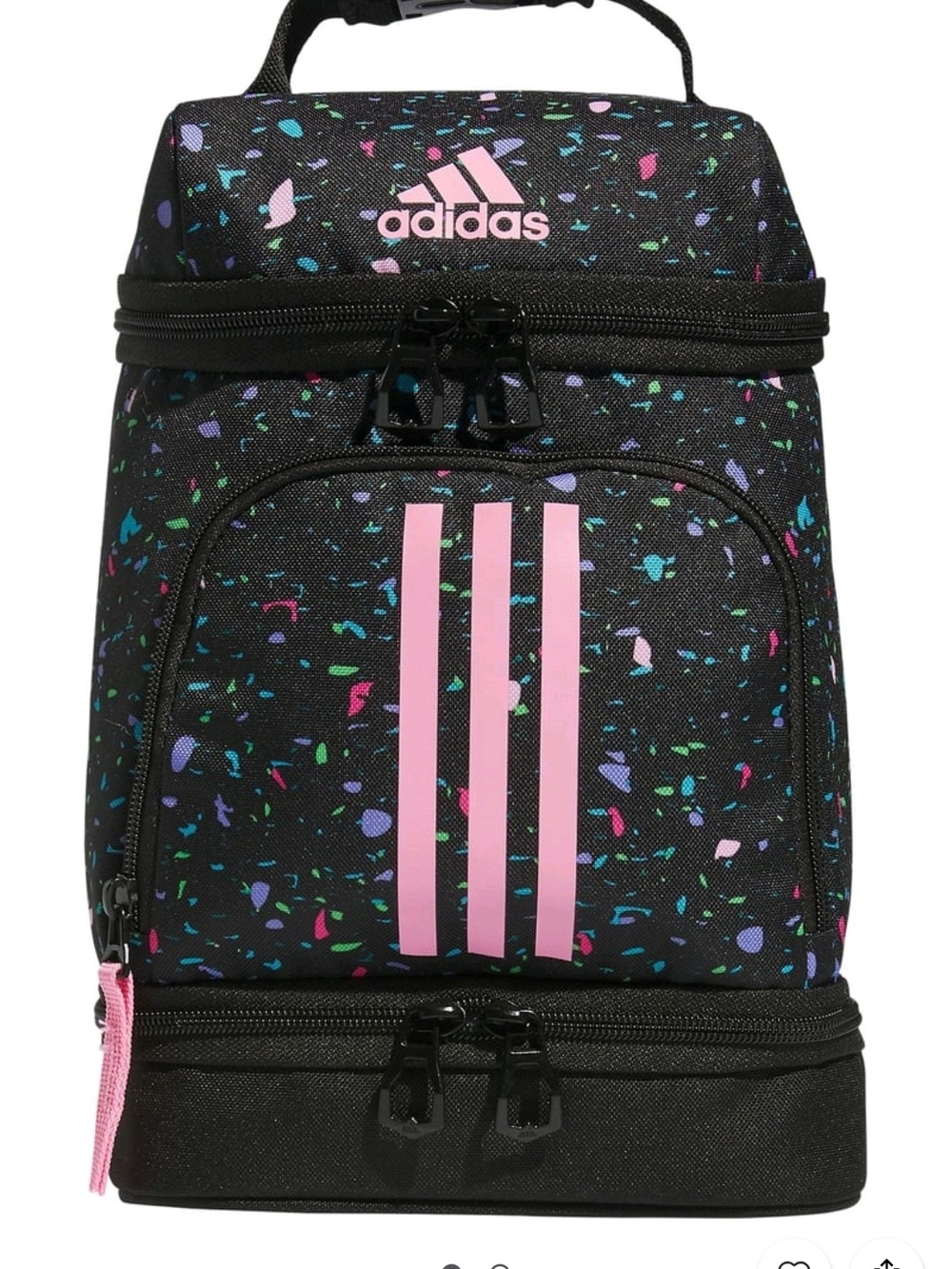 adidas Women's Black Confetti Lunch Bag with Pink Accents